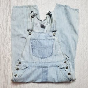 Vintage light wash denim jean overalls